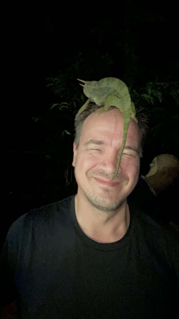 Dr. Antti with a chameleon